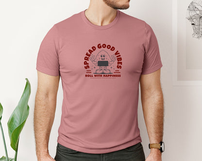 brand:Bella Canvas|color:Heather Mauve|Onigiri Rice Ball Character Print Design Graphic T-Shirt