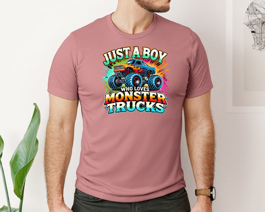 Just A Boy Who Loves Monster Trucks Graphic T-Shirt