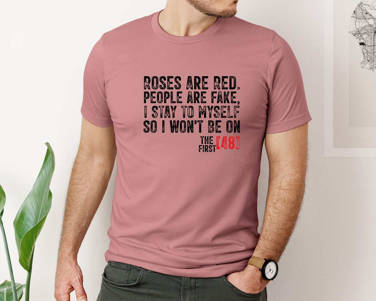 brand:Bella Canvas|color:Heather Mauve|Funny Valentine Roses Are Red People Graphic T-Shirt