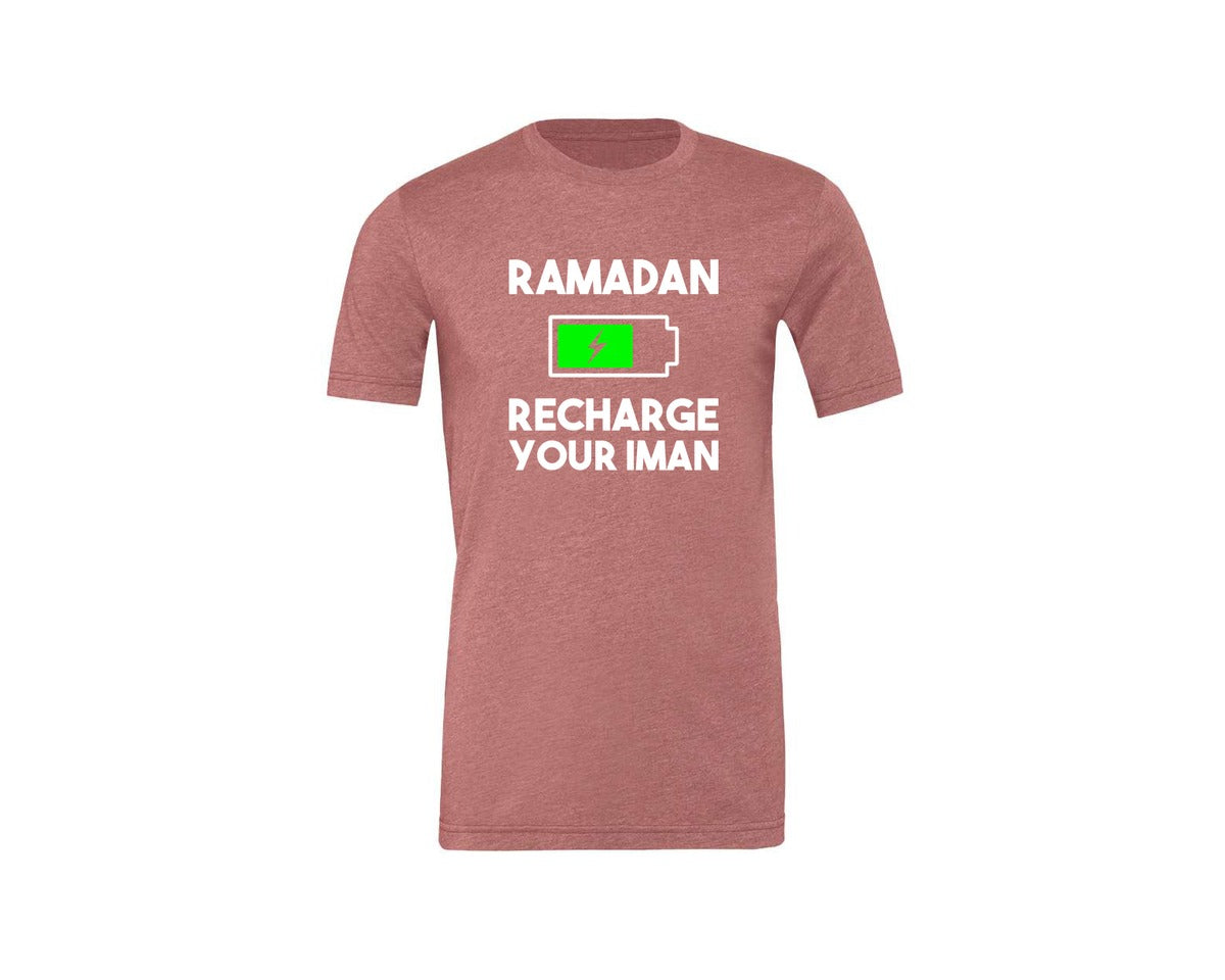 brand:Generic|color:Heather Mauve|Ramadan Recharge Your Iman Muslim Motiv Graphic T-Shirt
