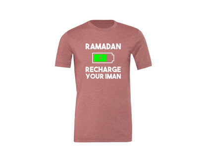 brand:Generic|color:Heather Mauve|Ramadan Recharge Your Iman Muslim Motiv Graphic T-Shirt