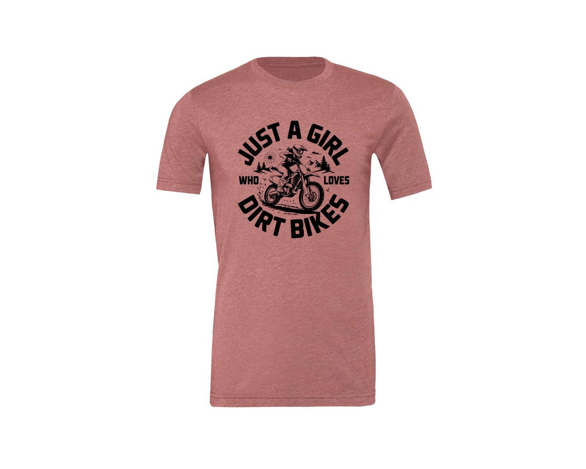 brand:Generic|color:Heather Mauve|Just A Girl Who Loves Dirt Bikes T S Graphic T-Shirt