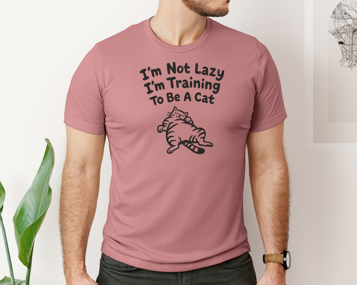 brand:Bella Canvas|color:Heather Mauve|Im Not Lazy Im Training To Be A Cat 2 Graphic T-Shirt