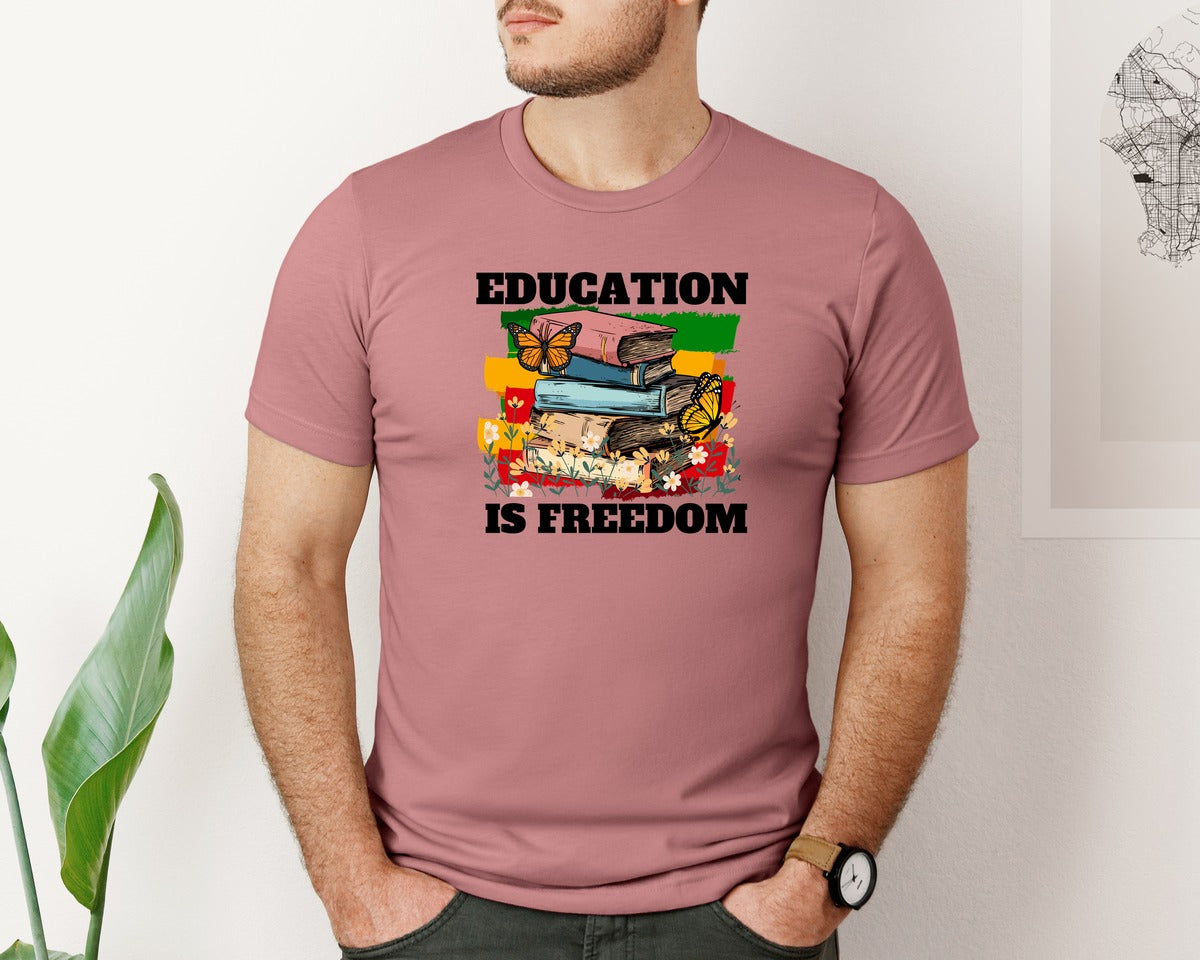 brand:Bella Canvas|color:Heather Mauve|Black History Month Education Graphic T-Shirt