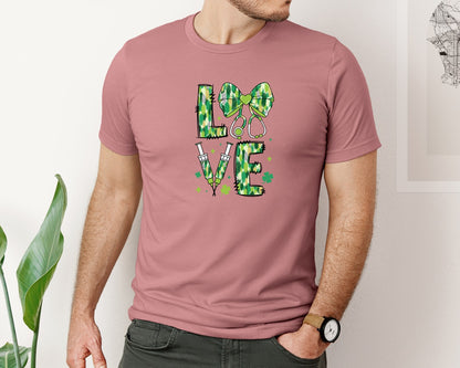 brand:Bella Canvas|color:Heather Mauve|Saint Pattys Day Graphic T-Shirt