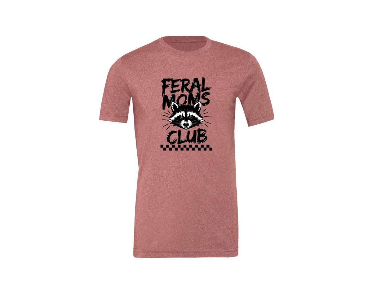 brand:Generic|color:Heather Mauve|Feral Moms Club Mom Life Raccoon Graphic T-Shirt