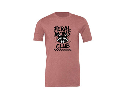 brand:Generic|color:Heather Mauve|Feral Moms Club Mom Life Raccoon Graphic T-Shirt