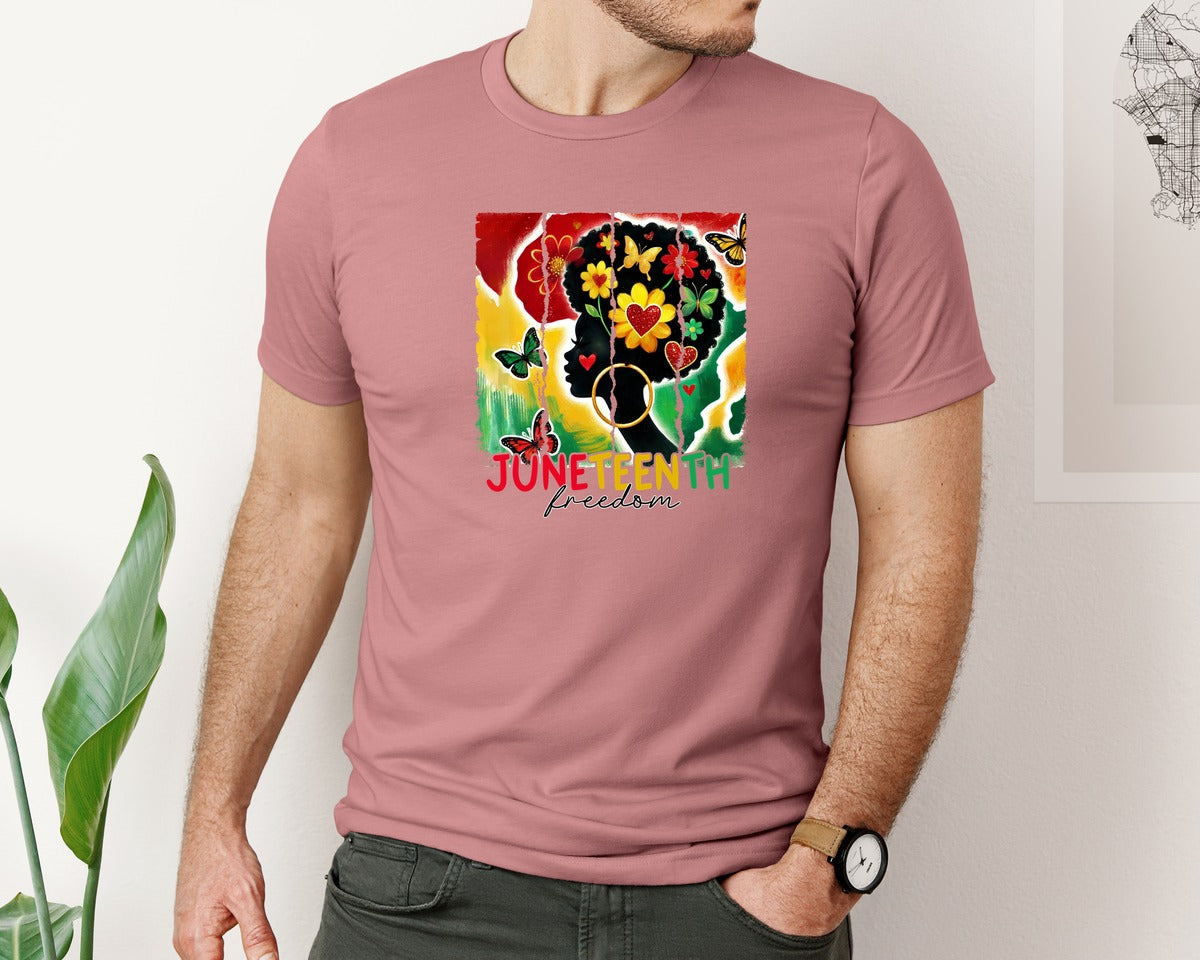 brand:Bella Canvas|color:Heather Mauve|Juneteen 1865 Black History Graphic T-Shirt