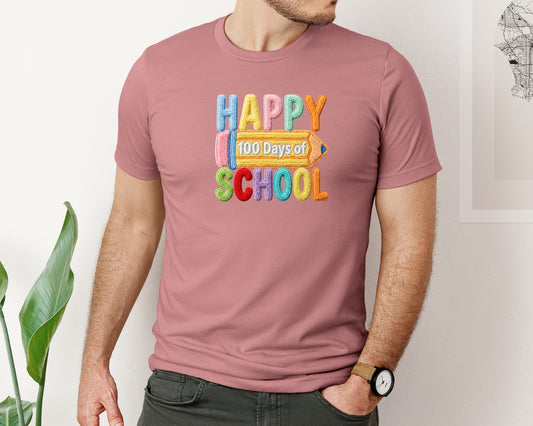 Faux Yarn Happy 100 Days Of School 4 Graphic T-Shirt