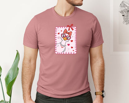 brand:Bella Canvas|color:Heather Mauve|Peeking Valentines Day Goose 2 Graphic T-Shirt