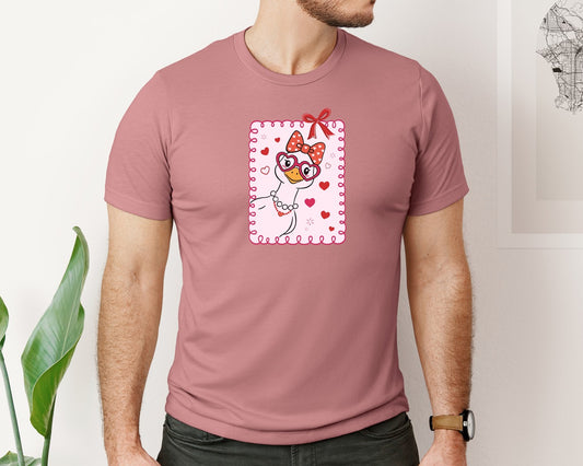 Peeking Valentines Day Goose 2 Graphic T-Shirt