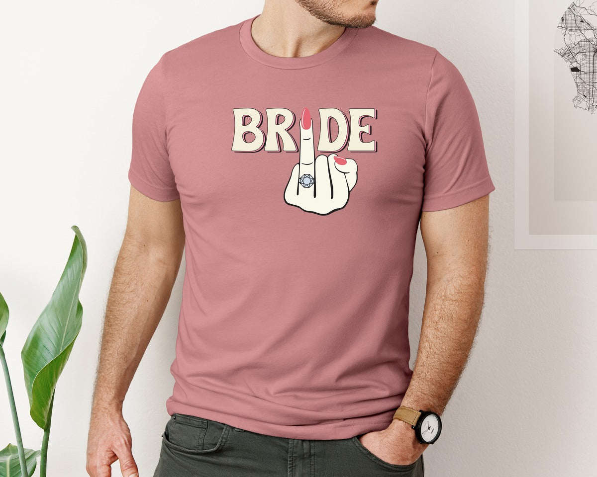 brand:Bella Canvas|color:Heather Mauve|Bride Funny Engaged Ring Graphic T-Shirt