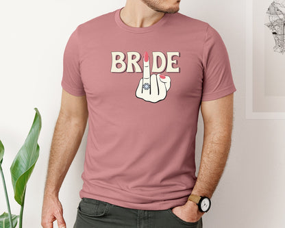 brand:Bella Canvas|color:Heather Mauve|Bride Funny Engaged Ring Graphic T-Shirt