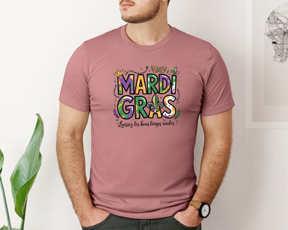 brand:Bella Canvas|color:Heather Mauve|Preppy Mardi Gras Mardi Gras 5 Graphic T-Shirt