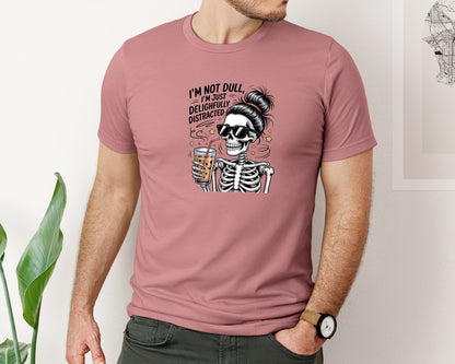 brand:Bella Canvas|color:Heather Mauve|Funny Skull Coffee Lover Sarcastic Shirt Graphic T-Shirt