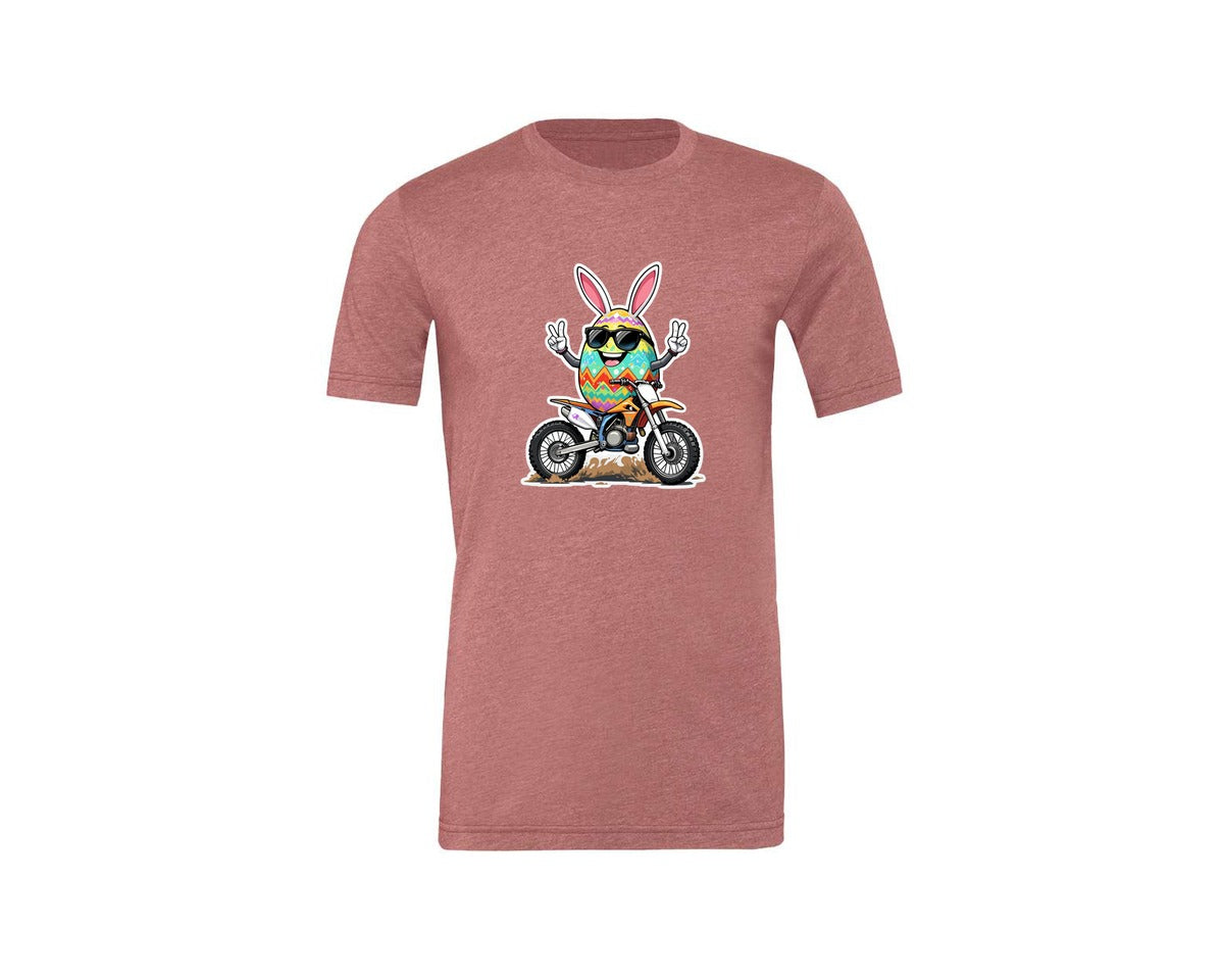 brand:Generic|color:Heather Mauve|Egg Bunny On Motorbike T Shirt Design Graphic T-Shirt
