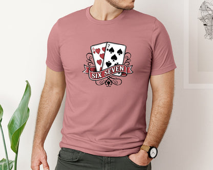 brand:Bella Canvas|color:Heather Mauve|Playing Cards Valentine 6 7 Trending Graphic T-Shirt
