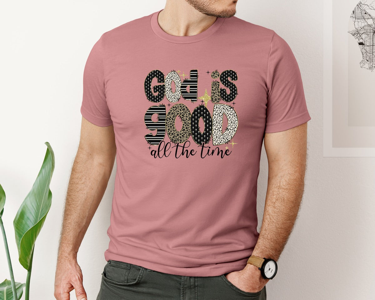 brand:Bella Canvas|color:Heather Mauve|God Is Good All The Time 20 Graphic T-Shirt