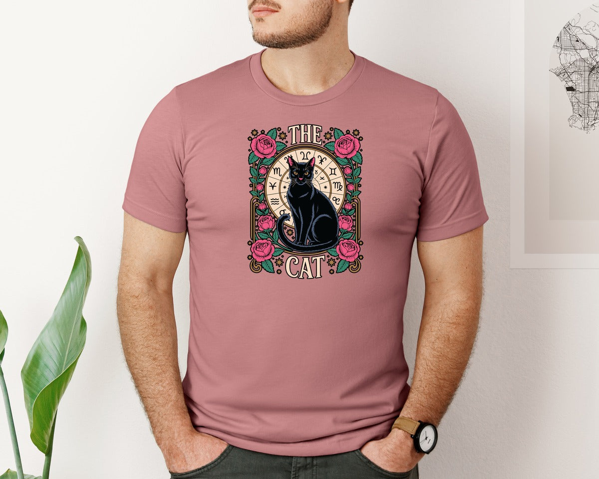 brand:Bella Canvas|color:Heather Mauve|Hippie Cat Graphic T-Shirt