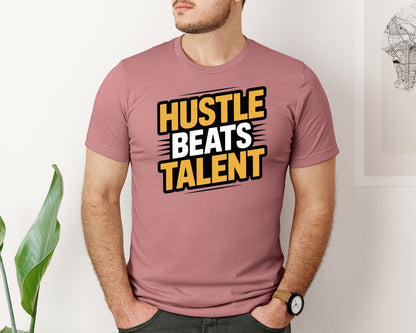 brand:Bella Canvas|color:Heather Mauve|Hustle Beats Talent Typography T Shirt D Graphic T-Shirt