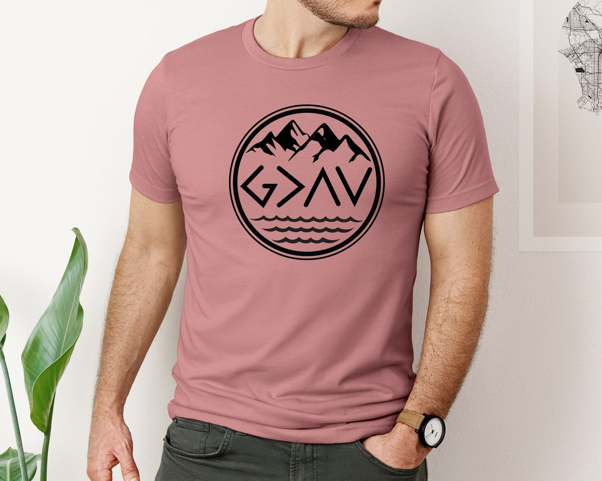 brand:Bella Canvas|color:Heather Mauve|God Is Greater Than Highs And Lows 7 Graphic T-Shirt