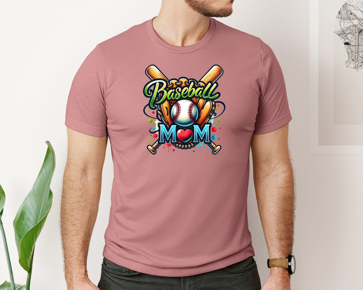 brand:Bella Canvas|color:Heather Mauve|Baseball Mom Game Day Graphic T-Shirt