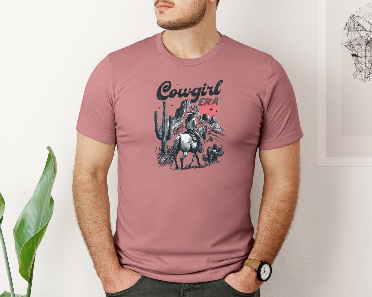 brand:Bella Canvas|color:Heather Mauve|Western Country Cowgirl Era Shirt Graphic T-Shirt