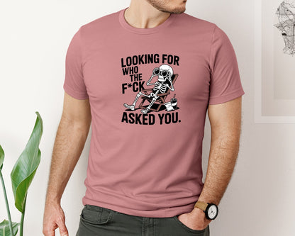 brand:Bella Canvas|color:Heather Mauve|Funny Skeleton Quote Halloween Graphic T-Shirt