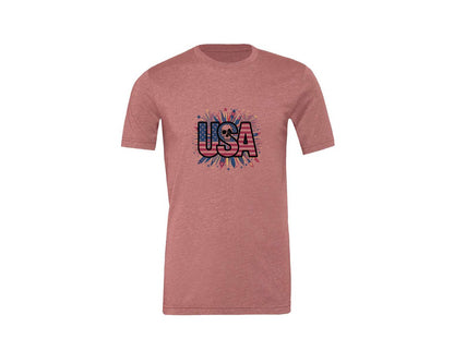 brand:Generic|color:Heather Mauve|Usa Skull Fireworks 4Th Of July T Shirt 2 Graphic T-Shirt