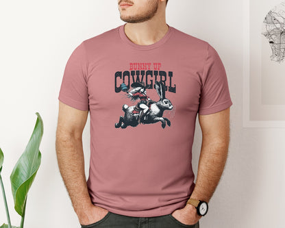brand:Bella Canvas|color:Heather Mauve|Bunny Up Cowgirl Easter Egg Shirt Graphic T-Shirt