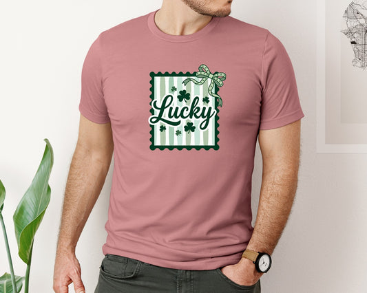 Cute Lucky Clover Bow Graphic T-Shirt