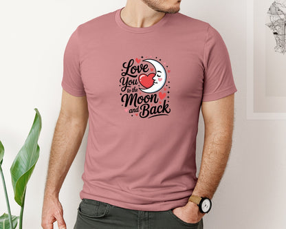 brand:Bella Canvas|color:Heather Mauve|Love You To The Moon And Back Design Graphic T-Shirt
