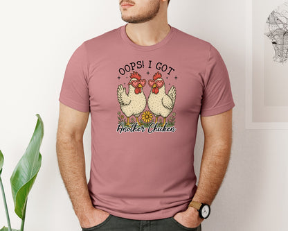 brand:Bella Canvas|color:Heather Mauve|Oops I Got Another Chicken Pngfunny Graphic T-Shirt