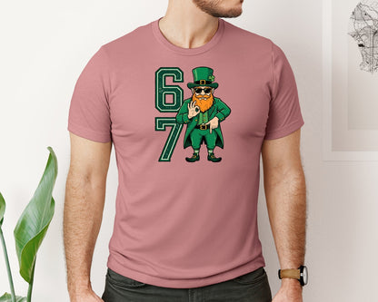 brand:Bella Canvas|color:Heather Mauve|Six Seven Leprechaun St Patricks Graphic T-Shirt