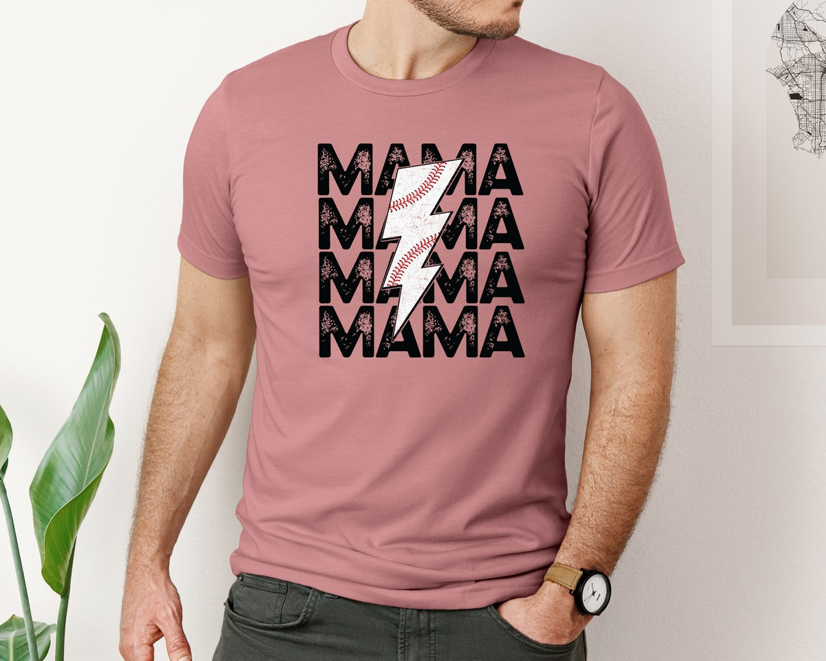 brand:Bella Canvas|color:Heather Mauve|Sports Mama Mom Graphic T-Shirt