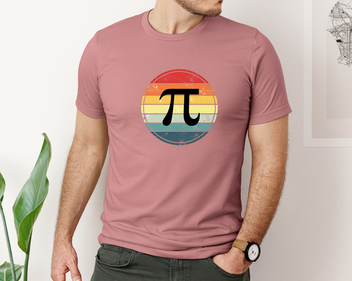 brand:Bella Canvas|color:Heather Mauve|Retro Pi Math Symbol Graphic T-Shirt