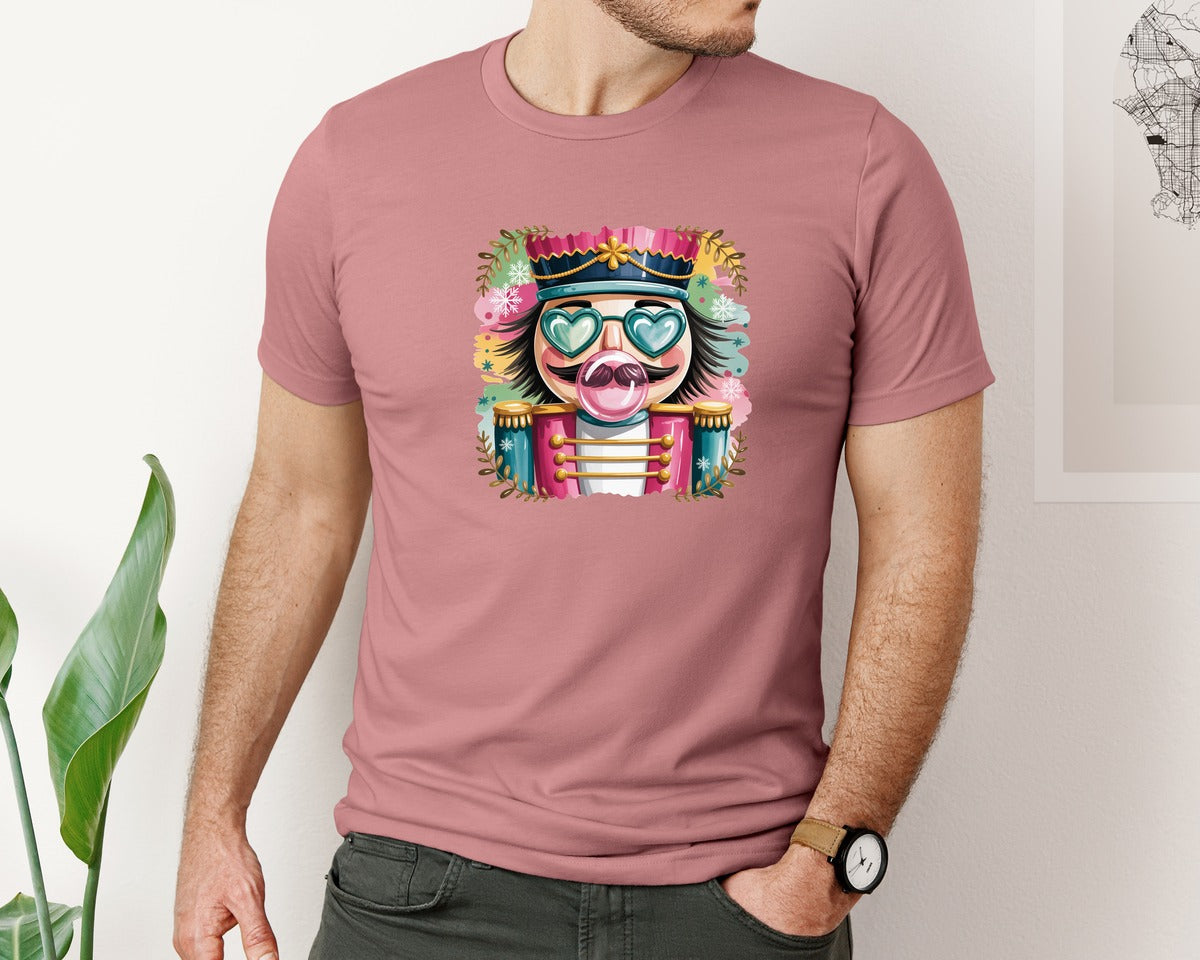 brand:Bella Canvas|color:Heather Mauve|Preppy Watercolor Nutcracker 6 Graphic T-Shirt