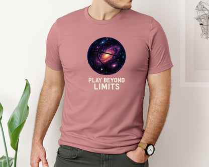brand:Bella Canvas|color:Heather Mauve|Cosmic Galaxy Basketball Graphic T-Shirt