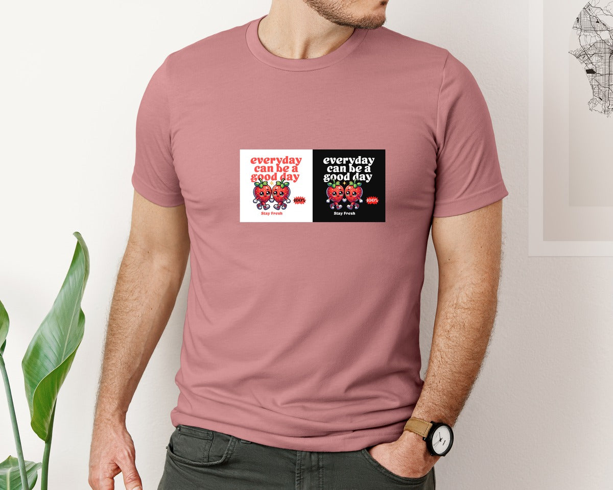 brand:Bella Canvas|color:Heather Mauve|Cute Strawberry Quote Art Graphic T-Shirt
