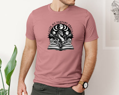 brand:Bella Canvas|color:Heather Mauve|In My Fantasy Era Book Graphic T-Shirt