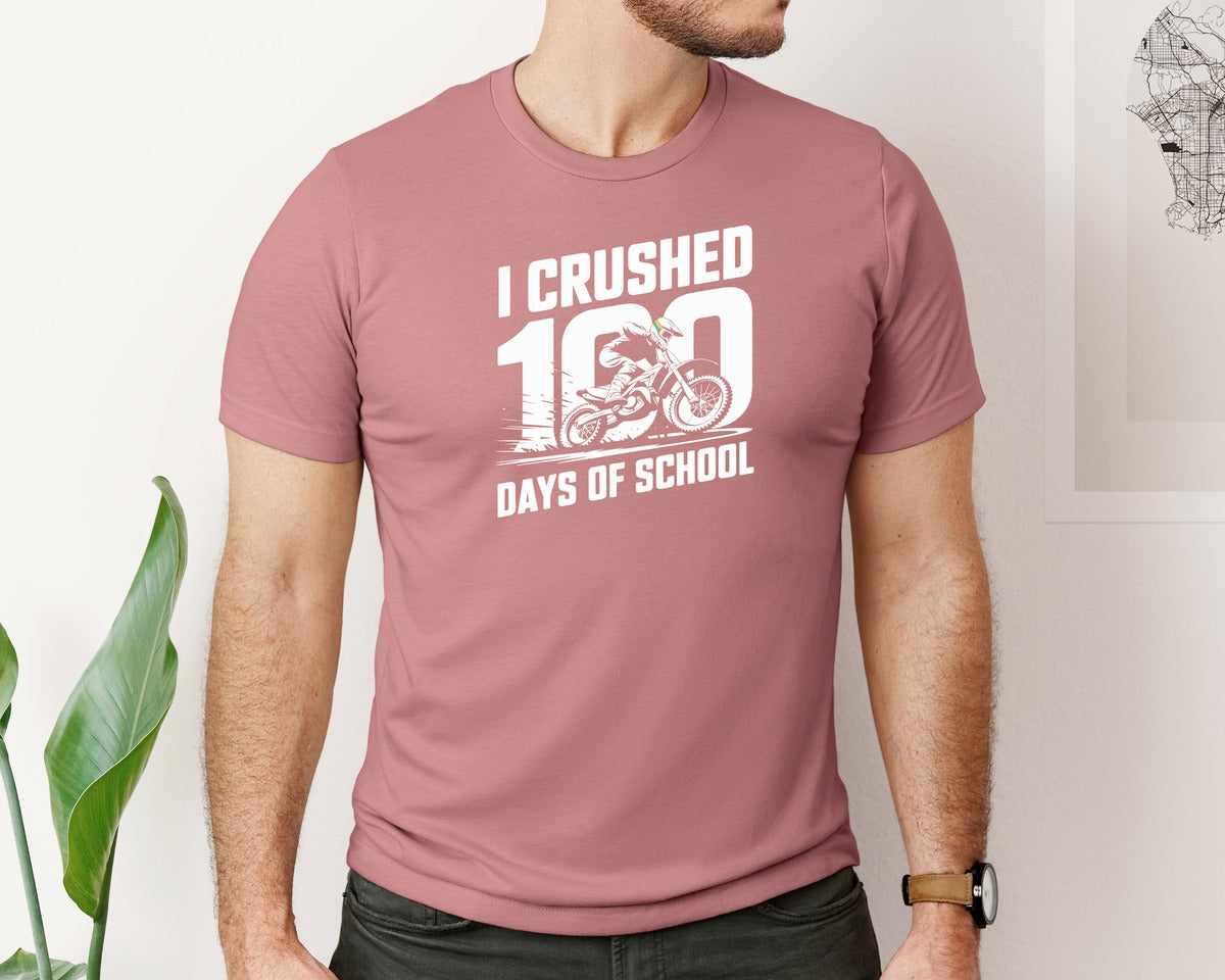 brand:Bella Canvas|color:Heather Mauve|I Crushed 100 Days Of School 29 Graphic T-Shirt