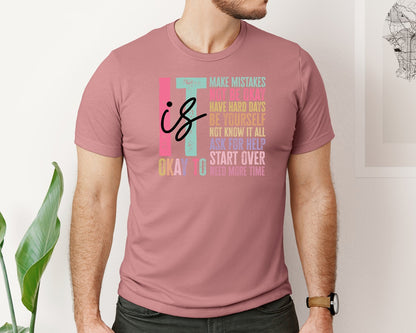 brand:Bella Canvas|color:Heather Mauve|Its Okay To Make Mistakes Svgself Love Graphic T-Shirt