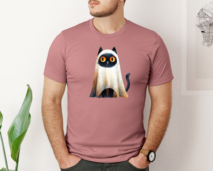 brand:Bella Canvas|color:Heather Mauve|Halloween Ghost And Cat 27 Graphic T-Shirt