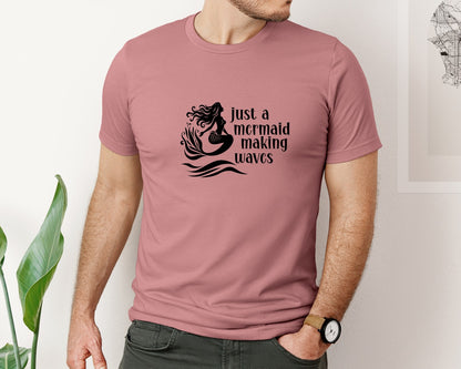 brand:Bella Canvas|color:Heather Mauve|Mermaid Making Waves For Cricut Graphic T-Shirt