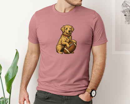 brand:Bella Canvas|color:Heather Mauve|Golden Retriever Football Pngsports Dog Graphic T-Shirt