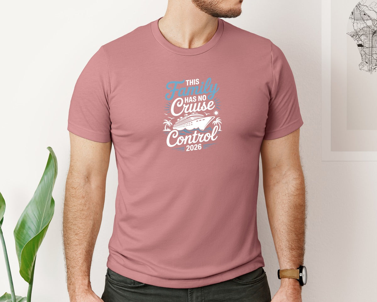brand:Bella Canvas|color:Heather Mauve|This Family Has No Cruise Control 2026 2 Graphic T-Shirt