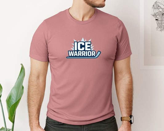 Ice Warrior Hockey Text Graphic T-Shirt