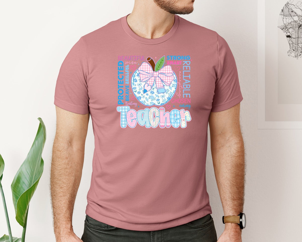 brand:Bella Canvas|color:Heather Mauve|Teacher Back To School 4 Graphic T-Shirt