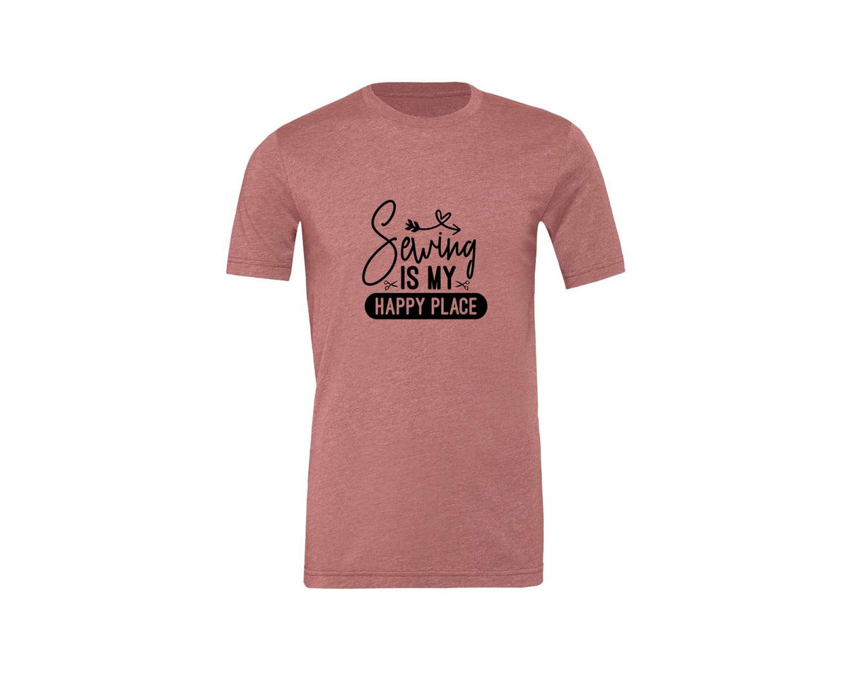 brand:Generic|color:Heather Mauve|Sewing Is My Happy Place 36 Graphic T-Shirt