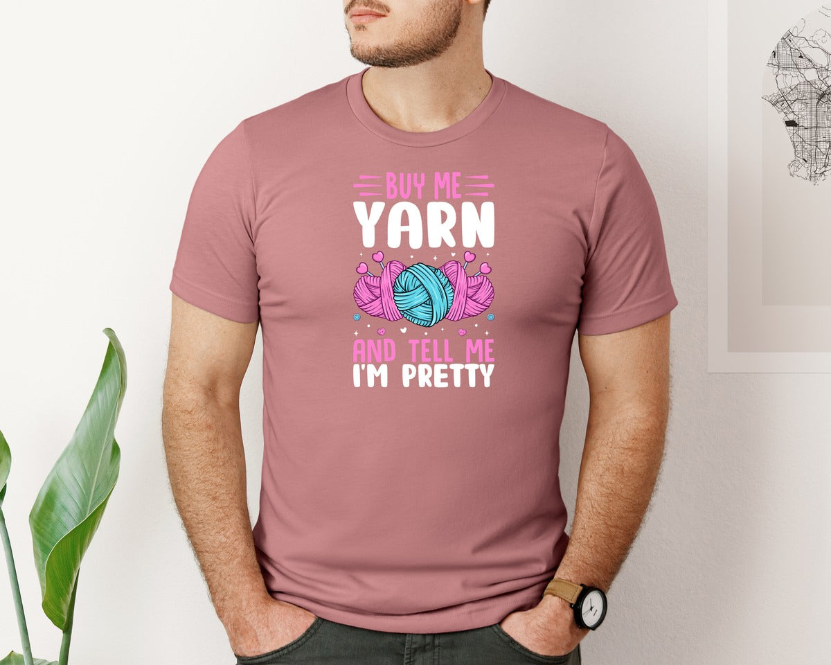 brand:Bella Canvas|color:Heather Mauve|Buy Me Yarn And Tell Me Im T Shirt Graphic T-Shirt